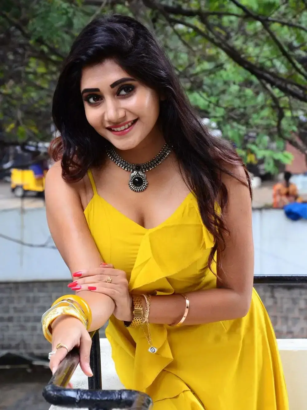 Indian Model Vasanthi Krishnan Stills in Yellow Dress